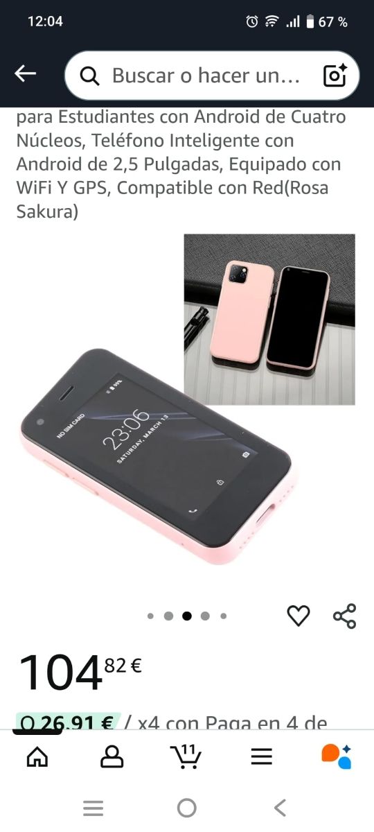 Mini Teléfono Rosa y Negro