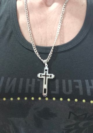 Collana uomo croce argento