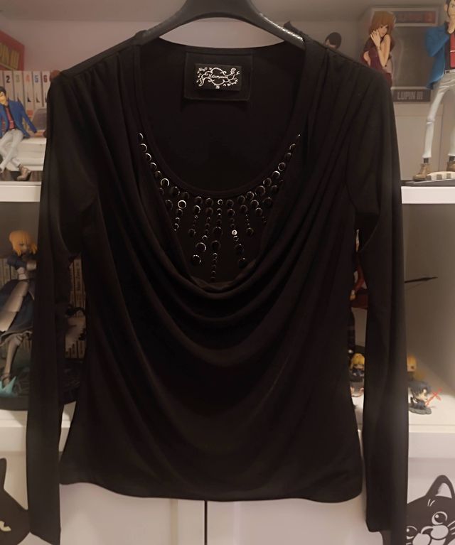 Maglia L.Campione Nera Drappeggiata