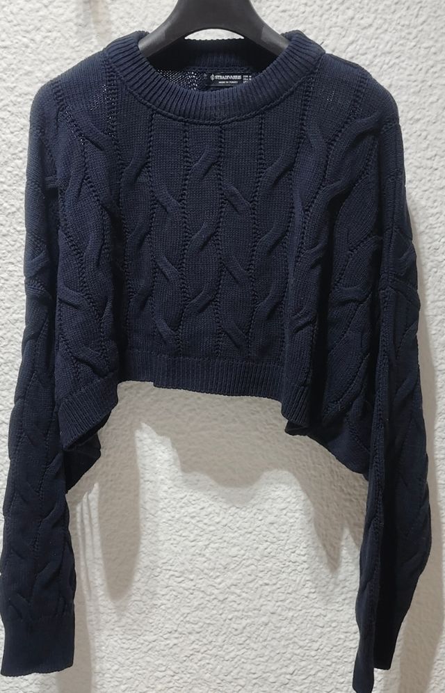 Jersey crop azul marino Stradivarius Talla M
