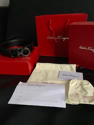 Cinturón Salvatore Ferragamo Negro Hebilla Gancini