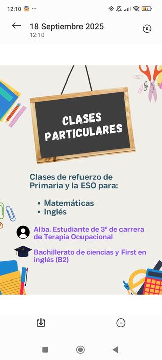 Clases particulares de matemáticas e inglés.