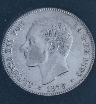 Moneda 2 Pesetas 1879 *(18/79) Alfonso XII plata