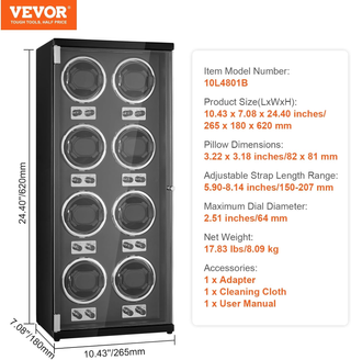 Caricaorologi per 8 orologi automatici da uomo e d