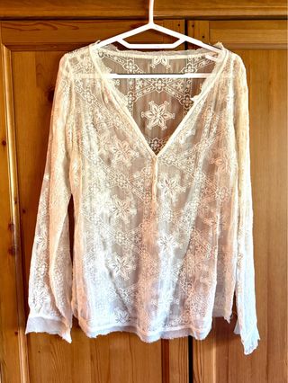Blusa Transparente Vintage Encaje Talla M