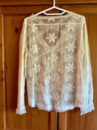 Blusa Transparente Vintage Encaje Talla M
