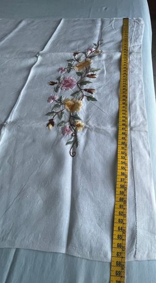 coppia asciugamani lino ricamati fiori