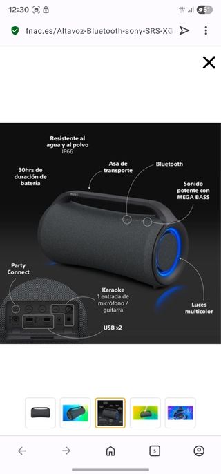 Altavoz Bluetooth Sony SRS-XG500 Negro