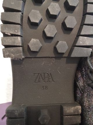 Botines Zara Brillo Negro/Plata,sin usar