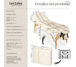 Camilla de masajes plegable de 3 zonas – Tactake