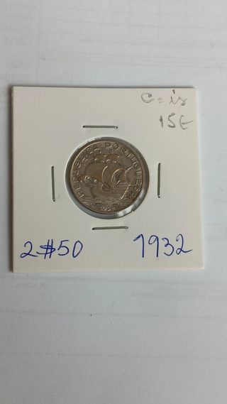 Moeda 2,50 Escudos Prata 1932