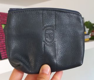 Monedero piel vintage azul 