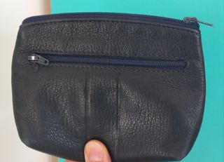 Monedero piel vintage azul 