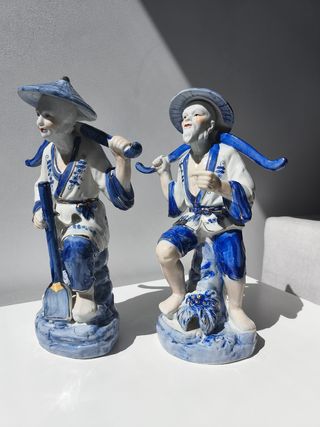 Pareja Figuras Porcelana vintage China Agricultore
