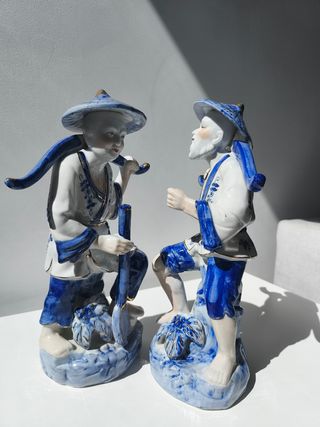 Pareja Figuras Porcelana vintage China Agricultore