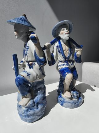 Pareja Figuras Porcelana vintage China Agricultore