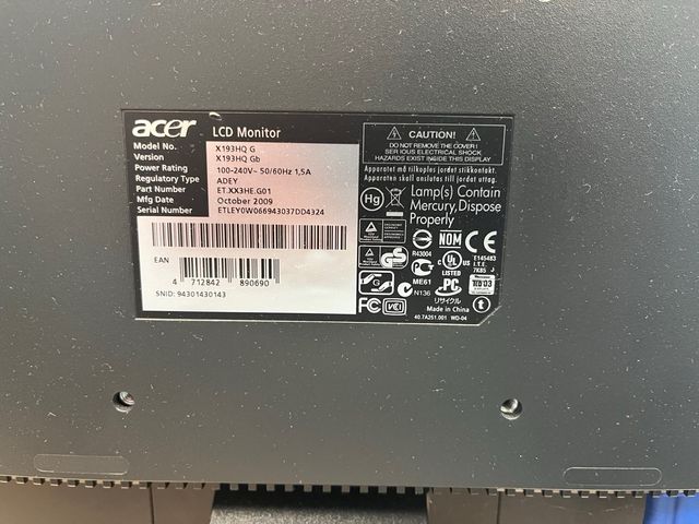 Monitor Acer X193 HQ nero