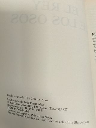 REY DE LOS OSOS - EL (NOVELA ORIGINAL DE LA PEL...