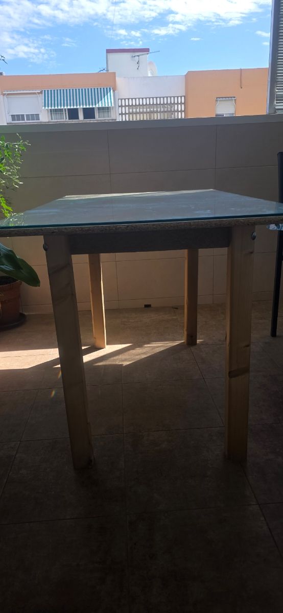 Mesa camilla cristal y madera