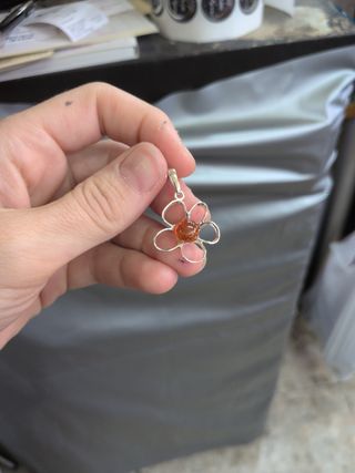 Colgante Flor Plata y Ámbar