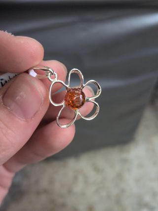 Colgante Flor Plata y Ámbar