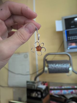 Colgante Flor Plata y Ámbar