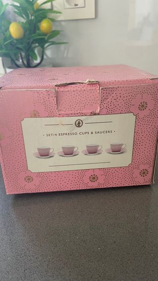 Set 4 Tazas Espresso Porcelana Rosa