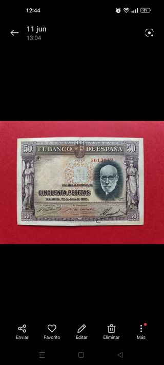 MBC+ EBC- 50 Pesetas 1935 Ramón y Cajal sin serie 