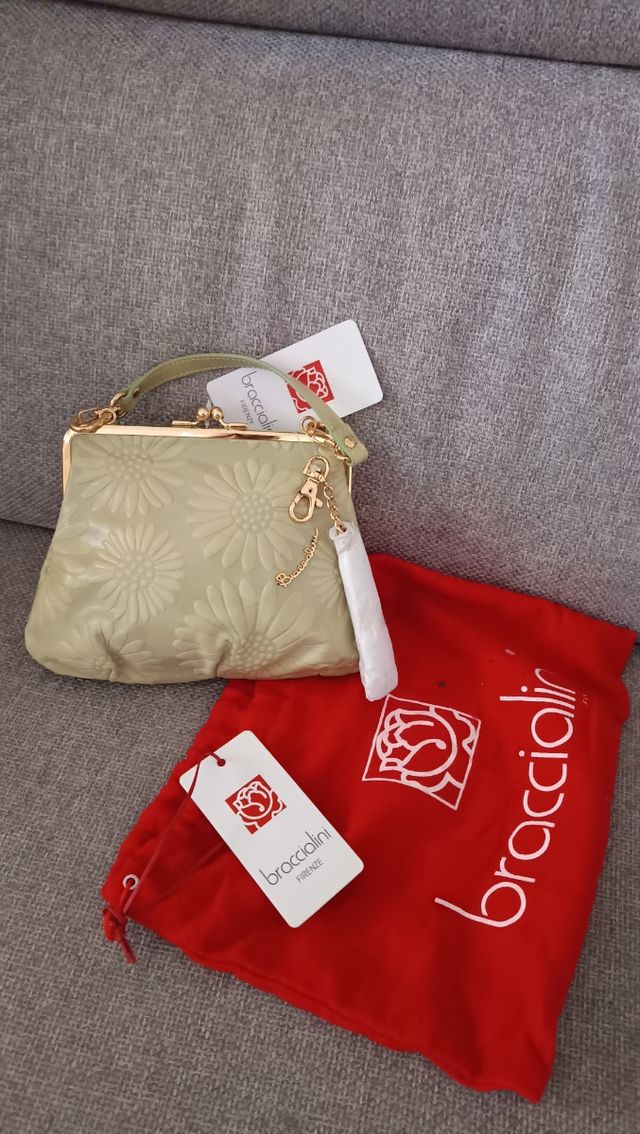 Borsa Braccialini floreale verde oro