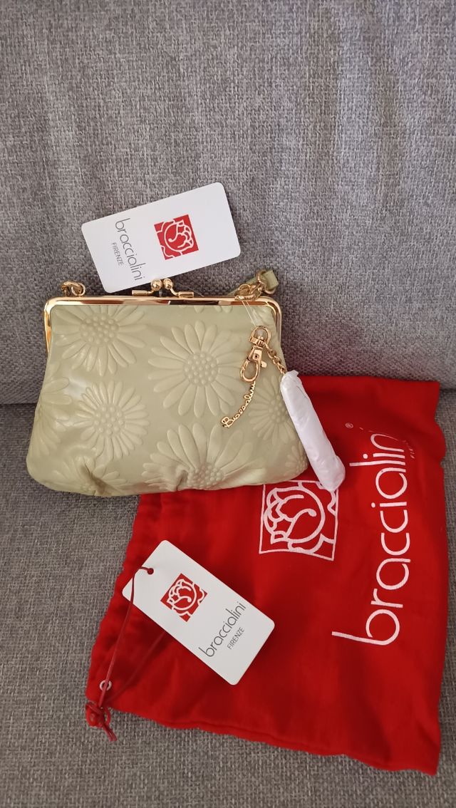 Borsa Braccialini floreale verde oro