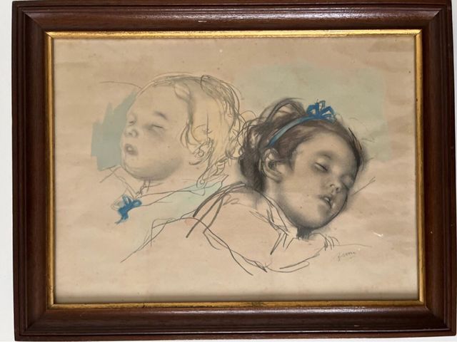 Litografia antigua J.Serra coloreada y firmada