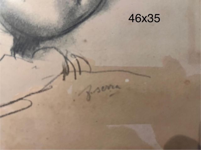 Litografia antigua J.Serra coloreada y firmada