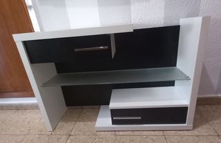 Mueble recibidor moderno blanco y negro, negociabl
