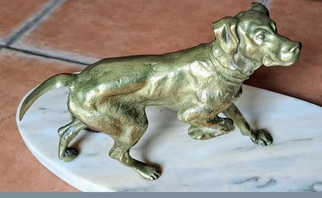 Escultura antigua perro pointer bronce