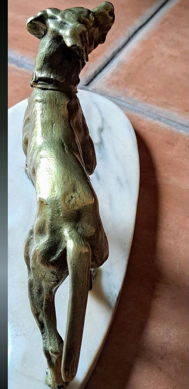 Escultura antigua perro pointer bronce