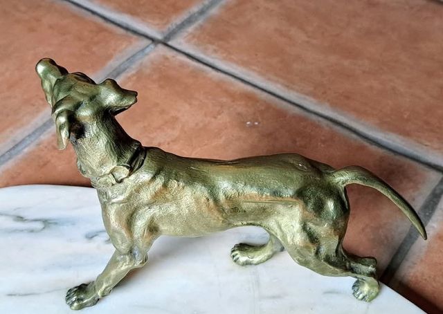 Escultura antigua perro pointer bronce