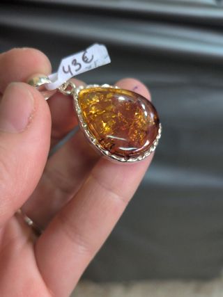 Colgante Plata y Ámbar Gota