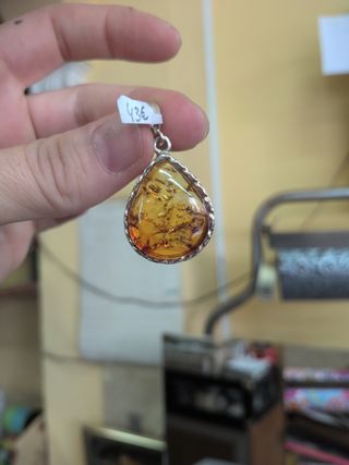 Colgante Plata y Ámbar Gota