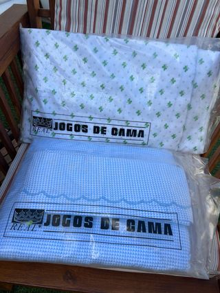 2 Juegos de Cama Franela Azul/Blanco