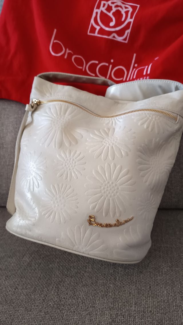 Borsa Braccialini bianca floreale