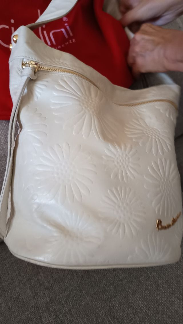 Borsa Braccialini bianca floreale