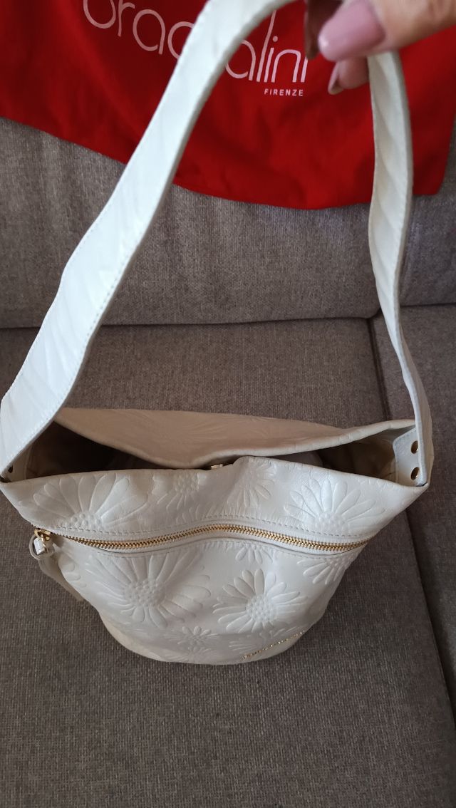 Borsa Braccialini bianca floreale