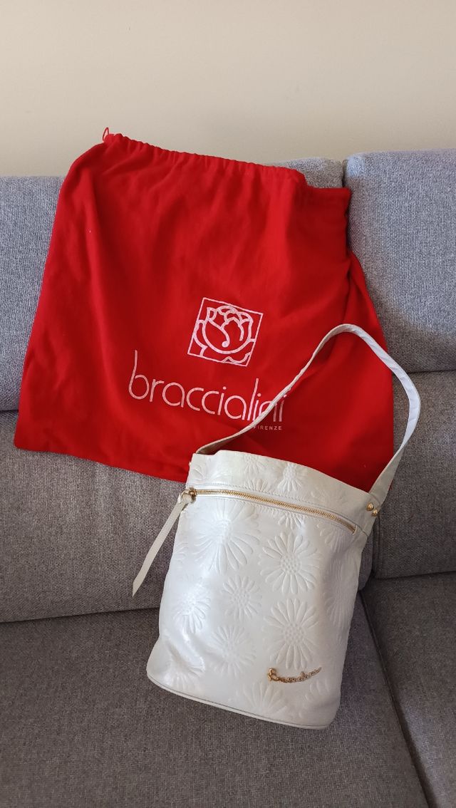 Borsa Braccialini bianca floreale