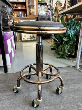 Taburete Vintage Ajustable Negro/Dorado