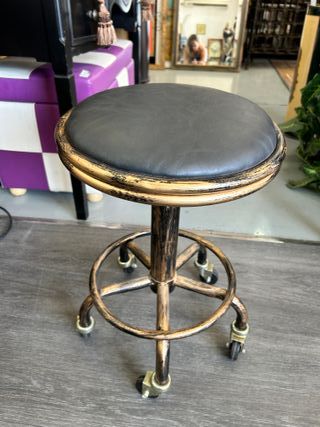 Taburete Vintage Ajustable Negro/Dorado