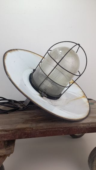 Lampada Industriale Vintage Vetro Metallo