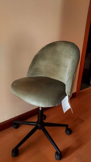 Silla de escritorio verde terciopelo, nueva