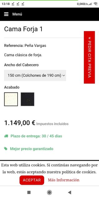 Cabecero de forja blanco (Peña Vargas)