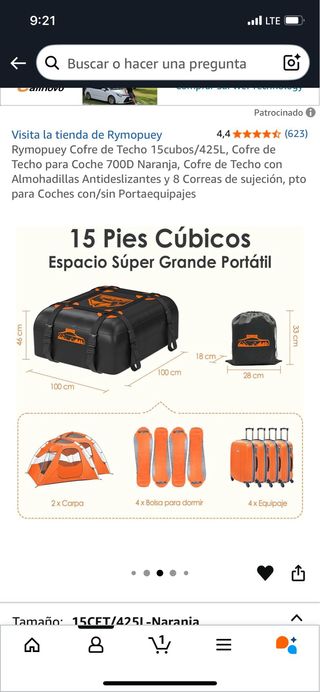 Cofre de Techo Rymopuey 425L Naranja