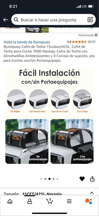 Cofre de Techo Rymopuey 425L Naranja